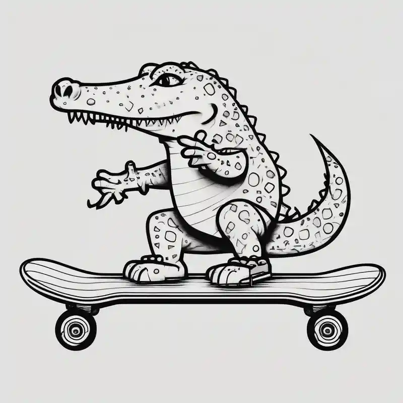 crocodile riding a skateboard with piercings and tattoos cute tattoo idea